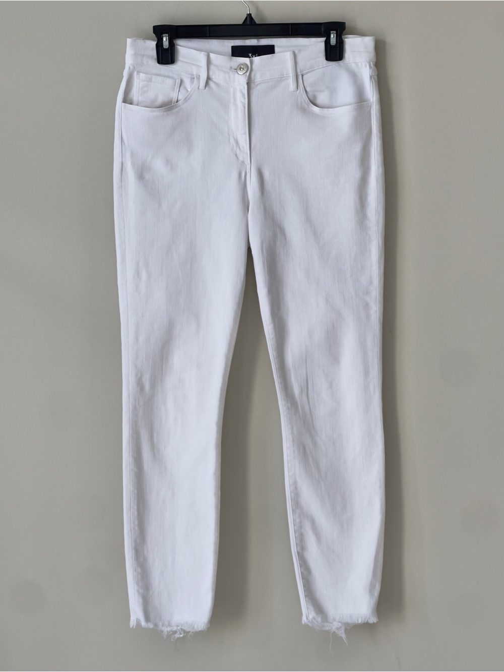 3x1 NYC White Skinny Denim Jeans with Raw Frayed Hem EUC Size 30”